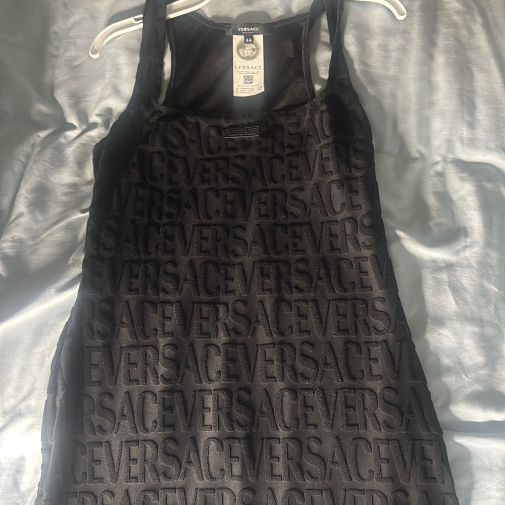 Versace Black Textured Logo Dress